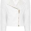 Versace EyeletDetailed Quilted Leather Biker Jacket in White - Lyst