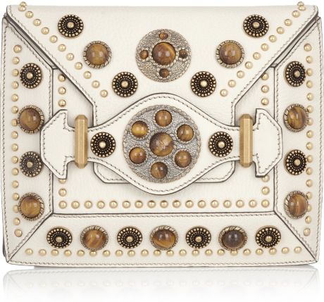 Alexander Mcqueen Byzantine Book Embellished Leather Clutch in Beige - Lyst