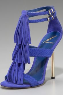 B Brian Atwood Fringe T-strap Sandal - Lyst