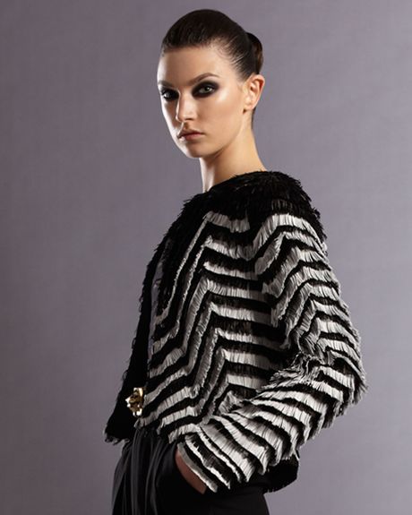 Gucci Fringe Jacket in Black (black white) - Lyst