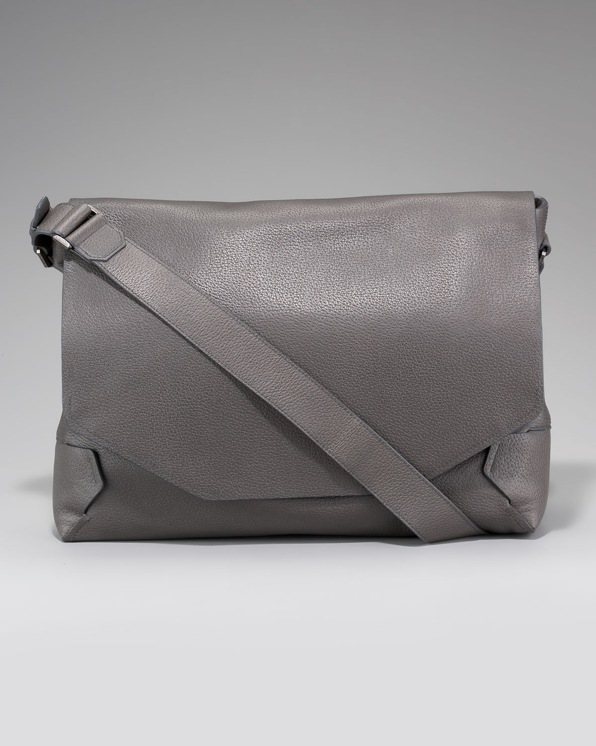 Lanvin Grained Leather Messenger Bag in Gray for Men (grey) | Lyst