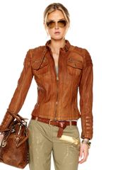 Michael Kors Quilted-shoulder Leather Jacket