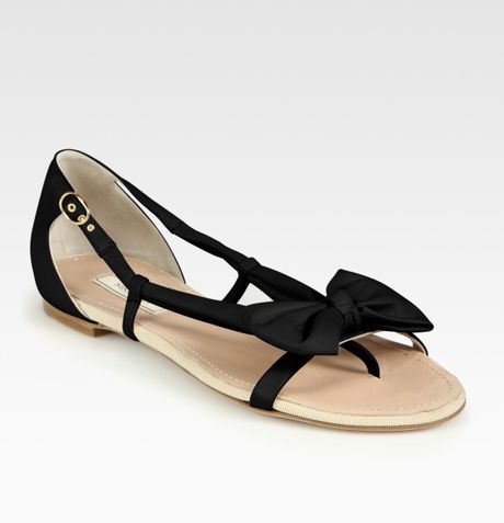 Nina Ricci Leather Bow Thong Sandals in Black - Lyst