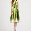 Oscar De La Renta Silk Palm Print Dress in Yellow (chartreuse) - Lyst