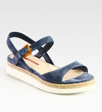 Prada Suede and Micro-foam Flat Sandals - Lyst
