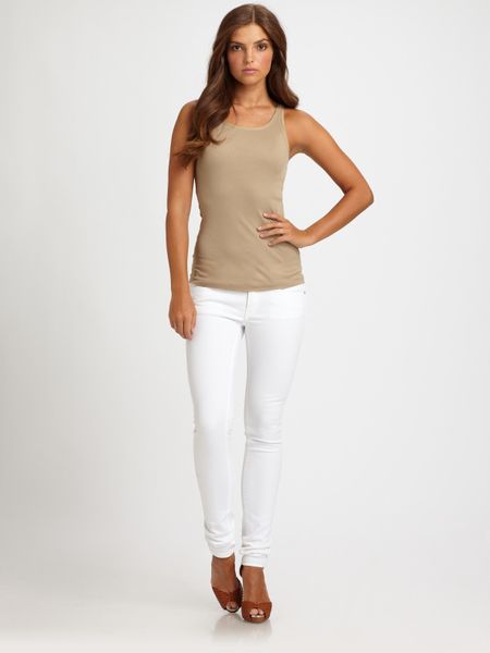 Ralph Lauren Blue Label Melissa Pima Cotton Tank Top in Beige (nevis) - Lyst