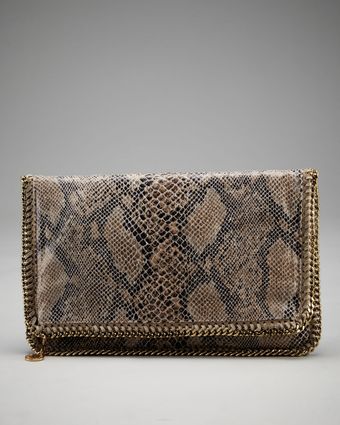  Fold-Over Snake-Printed Clutch 
