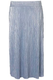 Topshop Metallic Pleat Calf Skirt - Lyst