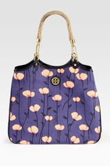 Tory Burch Channing Floral-print Canvas & Leather Tote