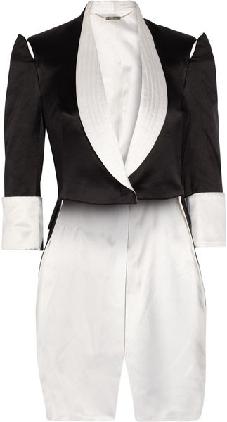Alexander McQueen Open-shoulder Silk-satin Tailcoat - Lyst