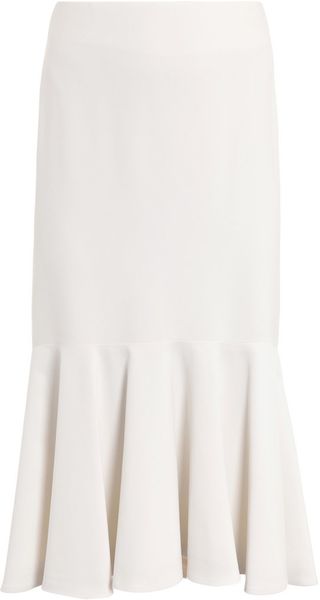 Alexander Mcqueen Leaf Crepe Skirt in White - Lyst