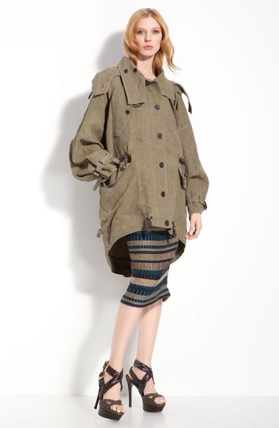 Burberry Prorsum Linen Parka in Green (military green) - Lyst