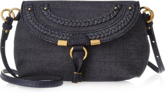 Chloé Marcie Denim and Leather Shoulder Bag - Lyst