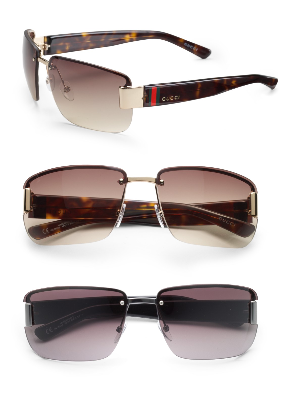 Gucci Rimless Rectangle Sunglasses in Black for Men | Lyst
