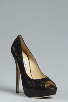 Jimmy Choo Black Glitter Fabric Vibe Peep Toe Platform Pumps - Lyst
