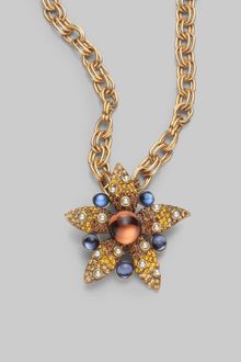 Oscar de la Renta Pavé Starfish Brooch Pendant Necklace - Lyst