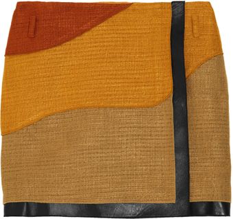 Proenza Schouler Leather and Woven Tweed Wrap Mini Skirt - Lyst