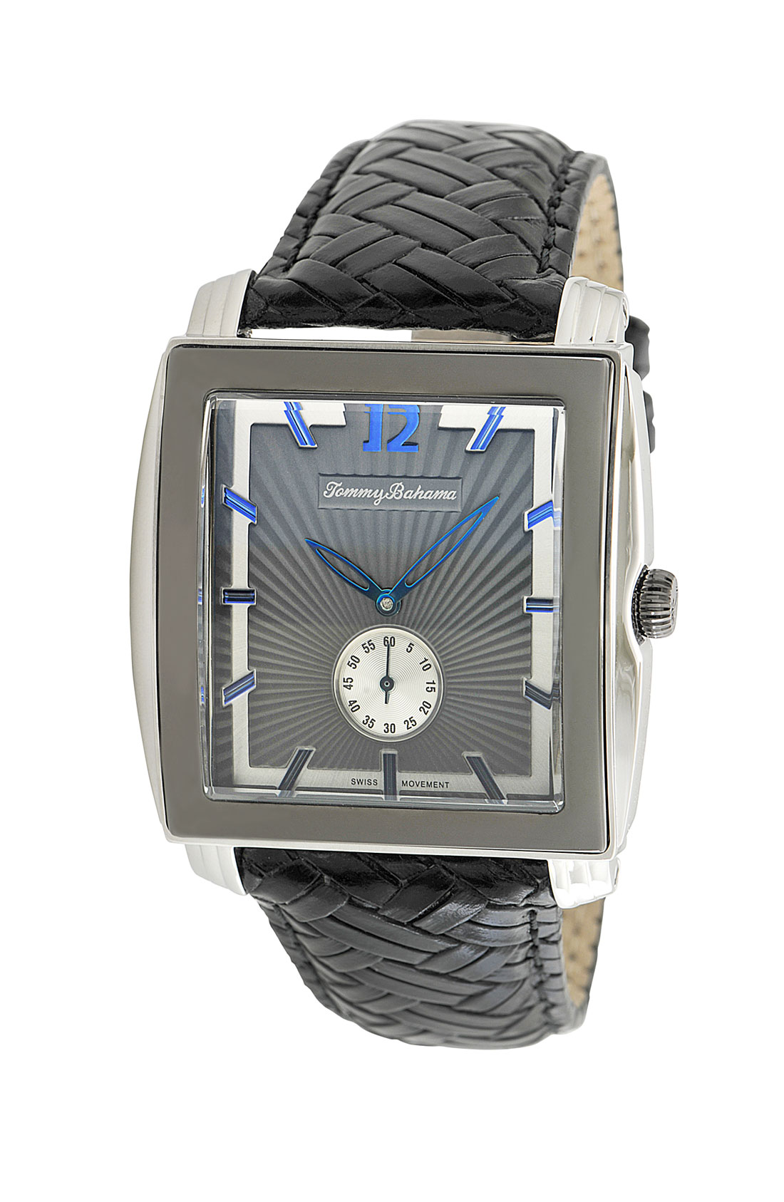 Tommy Bahama Cairo Square Face Leather Strap Watch in Black for Men Lyst