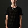 Topman Aaa Black Sheer Stripe Crew Tee* in Black for Men - Lyst