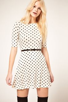 ASOS Collection Asos Skater Dress In Spot Print With Belt - Lyst