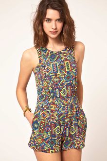 ASOS Collection Asos Mex Tex Print Strappy Playsuit - Lyst