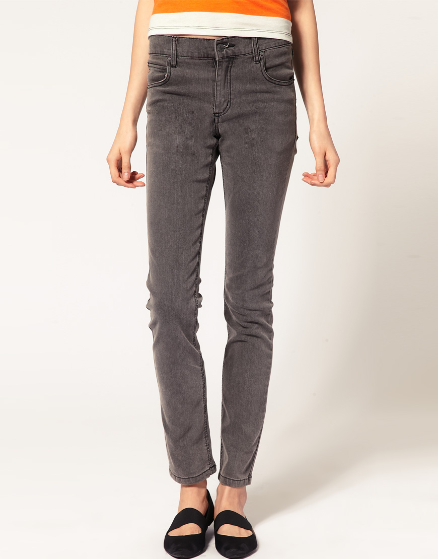 Cheap Monday Tight Mid Waist Skinny Jeans In Gray Grey Lyst