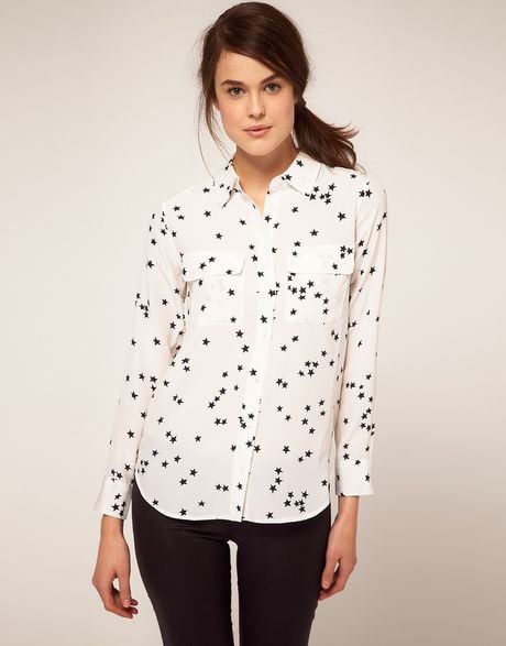 Equipment Slim Fit Two Pocket Star Print Shirt in White - Lyst