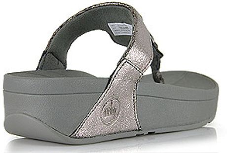 ... Pewter Metallic Leather Jeweled Thong Sandal in Silver (pewter) | Lyst