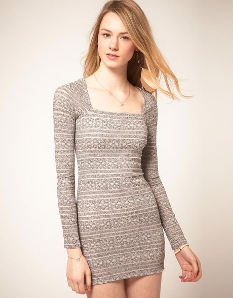 Free People Daisy Jacquard Bodycon Dress in Gray (blushcombo) - Lyst