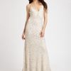 Aidan Mattox Sequined Gown in Beige (ivory) - Lyst