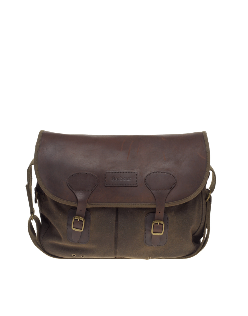 Barbour Waxed Cotton Leather Flap Tarras Bag in Brown for Men (greenbrown) | Lyst