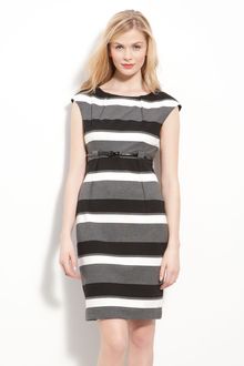 Calvin Klein Belted Ponte Knit Sheath Dress - Lyst