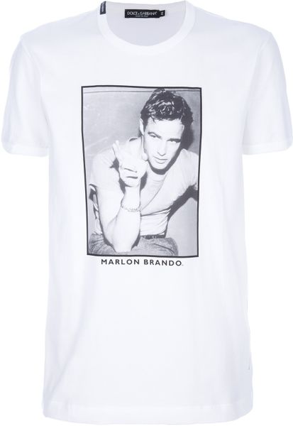 Dolce & Gabbana Printed Marlon Brando Tshirt in White for Men - Lyst