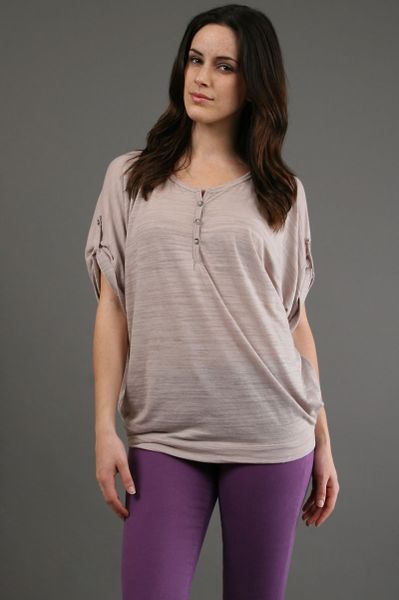 Jet By John Eshaya Rib Henley Top  in Beige - Lyst