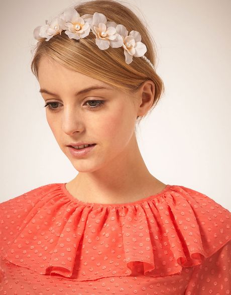 Asos Orchid Flower Headband in Beige (cream) - Lyst