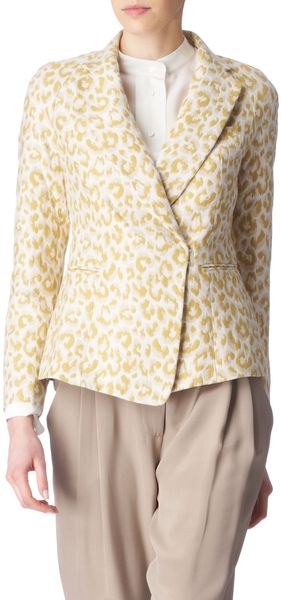  Leopard Print Jacquard Raglan Blazer 