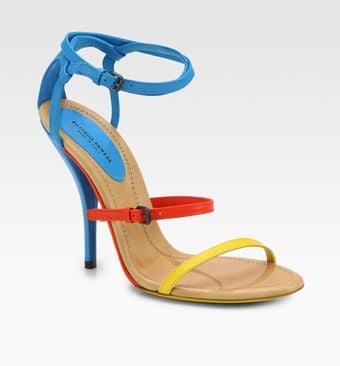 Bottega Veneta Leather Colorblock Sandals - Lyst