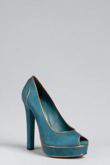Gucci Suede Huston Platform Peep Toe Pumps - Lyst