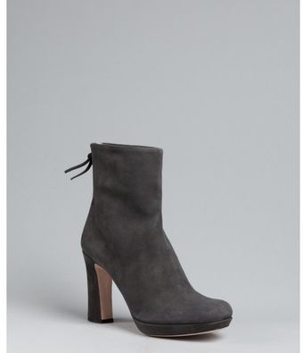  Smoke Suede Back Zip Ankle Boots 