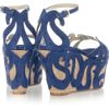 Etro Suedeappliquéd Wedge Sandals in Blue - Lyst