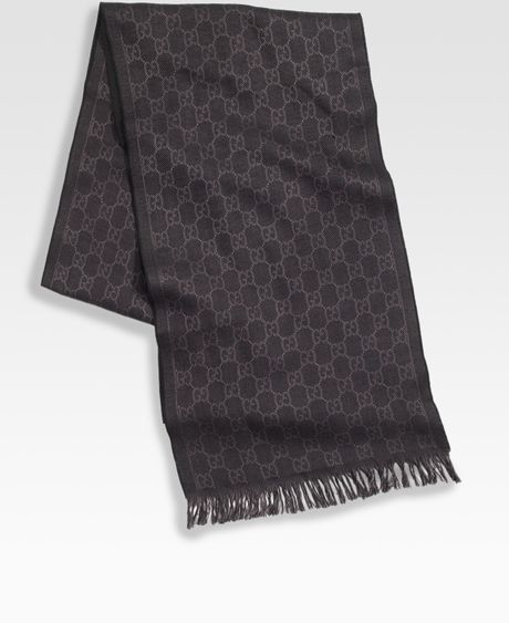 Gucci Wool Scarf in Black for Men - Lyst