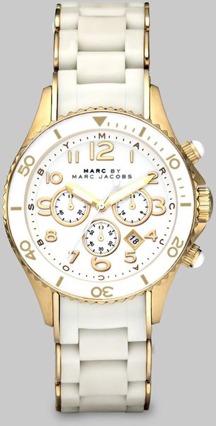 Marc By Marc Jacobs Ip Gold-finished Stainless Steel and White Chronograph Bracelet Watch - Lyst