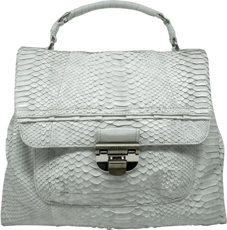 Nina Ricci Fold Over Shoulder/Handheld In Python in Gray (cream) - Lyst