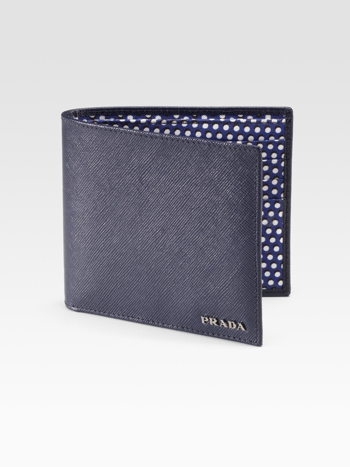 Prada Leather Wallet in Blue for Men | Lyst