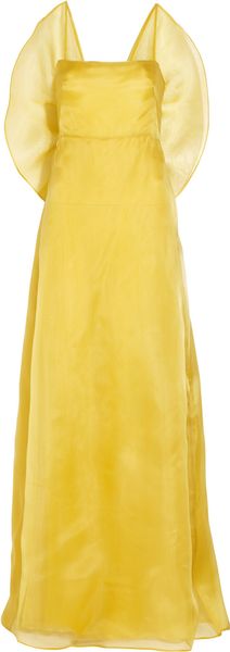 Valentino Bowback Silkorganza Gown in Yellow - Lyst