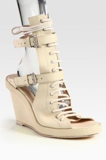 Ann Demeulemeester Lace-up Leather Wedge Sandals - Lyst