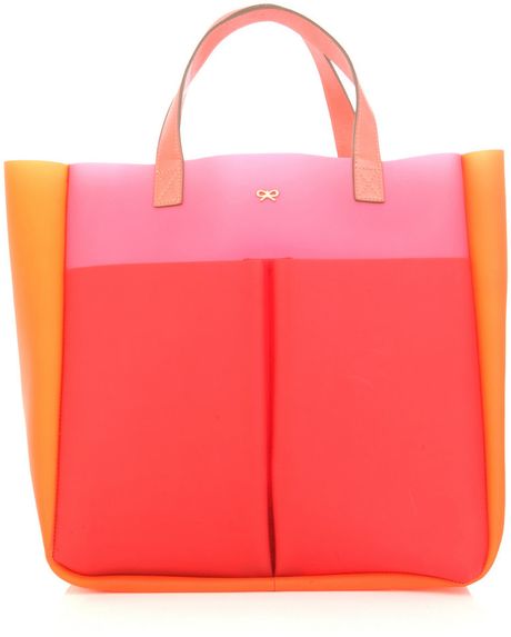 Anya Hindmarch Raw Nevis Tricolour Bag in Red - Lyst