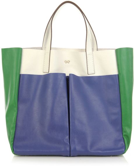 Anya Hindmarch Raw Nevis Tricolour Bag in Blue (white) - Lyst