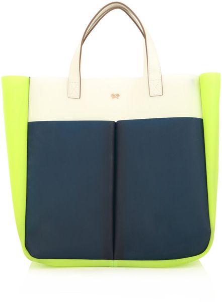 Anya Hindmarch Raw Nevis Tricolour Bag in Blue (white) - Lyst