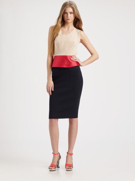 Marc By Marc Jacobs Eames Silk Colorblock Top in Pink (fuschia) - Lyst
